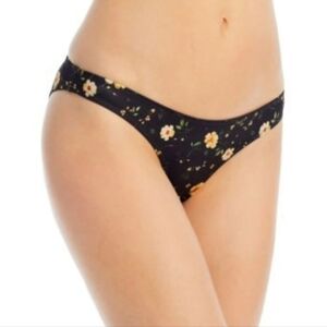 Aqua x Kristopher Brock Black Yellow Floral Bikini Swim Bottom Size Large